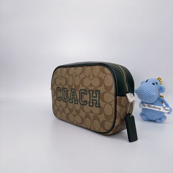 Coach CE599 Jamie Camera Bag In Signature Canvas With Varsity Motif Amazon Green - Picture 4 of 7